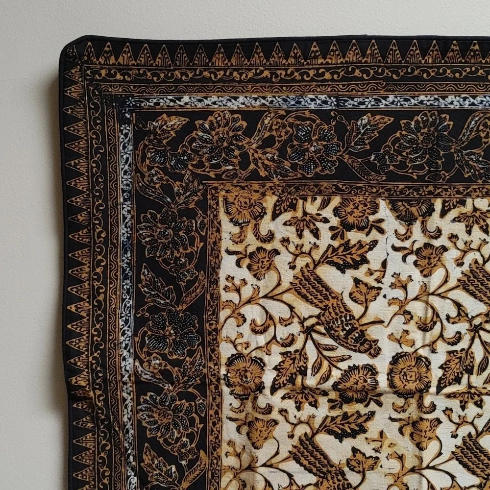 Blue & Tan Batik Pillow Cover 25.5x24.5